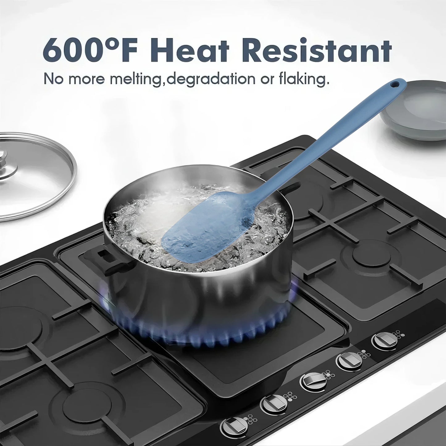 Food Grade Silicone Rubber Spatula Set, AOKIWO 5 Pcs Kithen Cooking Mixing Utensil Set, BPA-Free High Heat Resistant Non Stick Dishwasher-Mixed Color 02