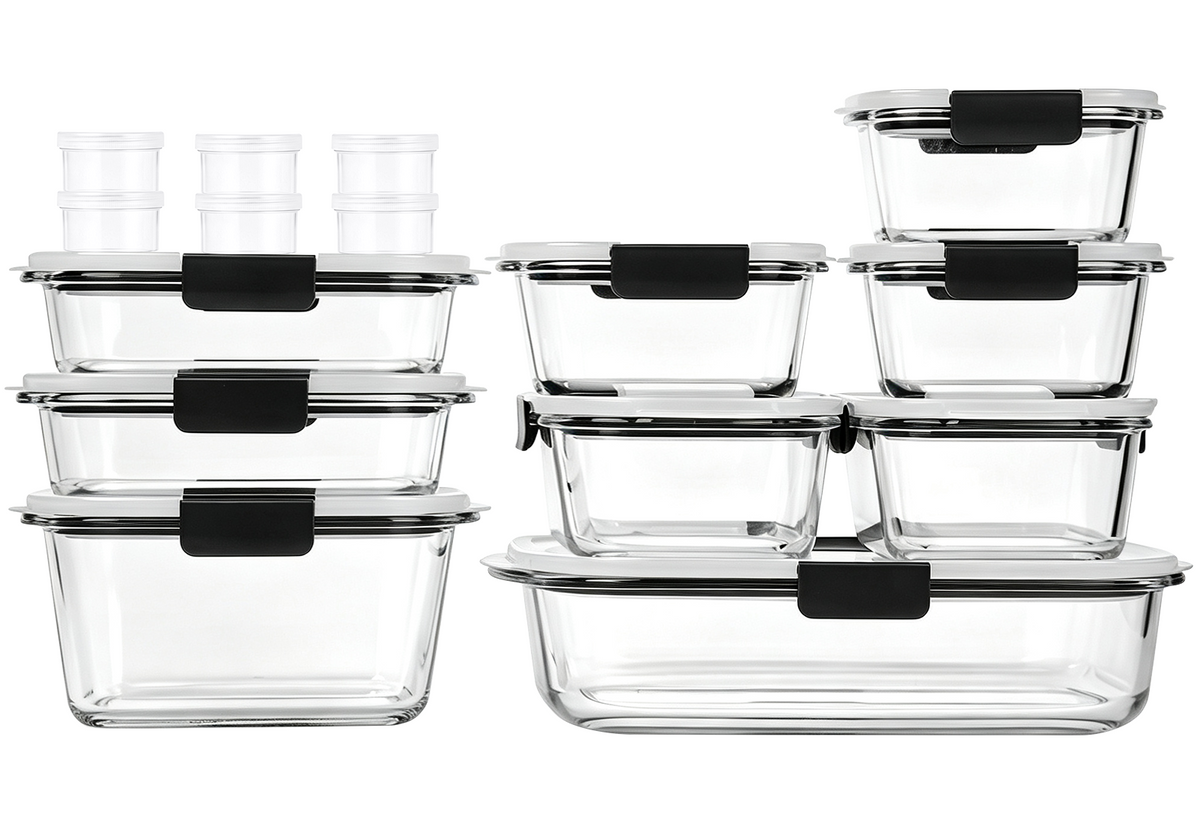 30 Pcs Glass Food Storage Containers with Lids, Glass Meal Prep Container Sets with Snap Airtight Lids, Meal Prep Containers with Sauce Cups, Microwave, Oven, Freezer & Dishwasher Safe, Leak-Proof