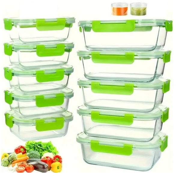 30 Pcs Glass Food Storage Containers with Lids, Glass Airtight Meal Prep Container Set for Lunch, Kitchen Pantry Organizers and Storage, Leak Proof