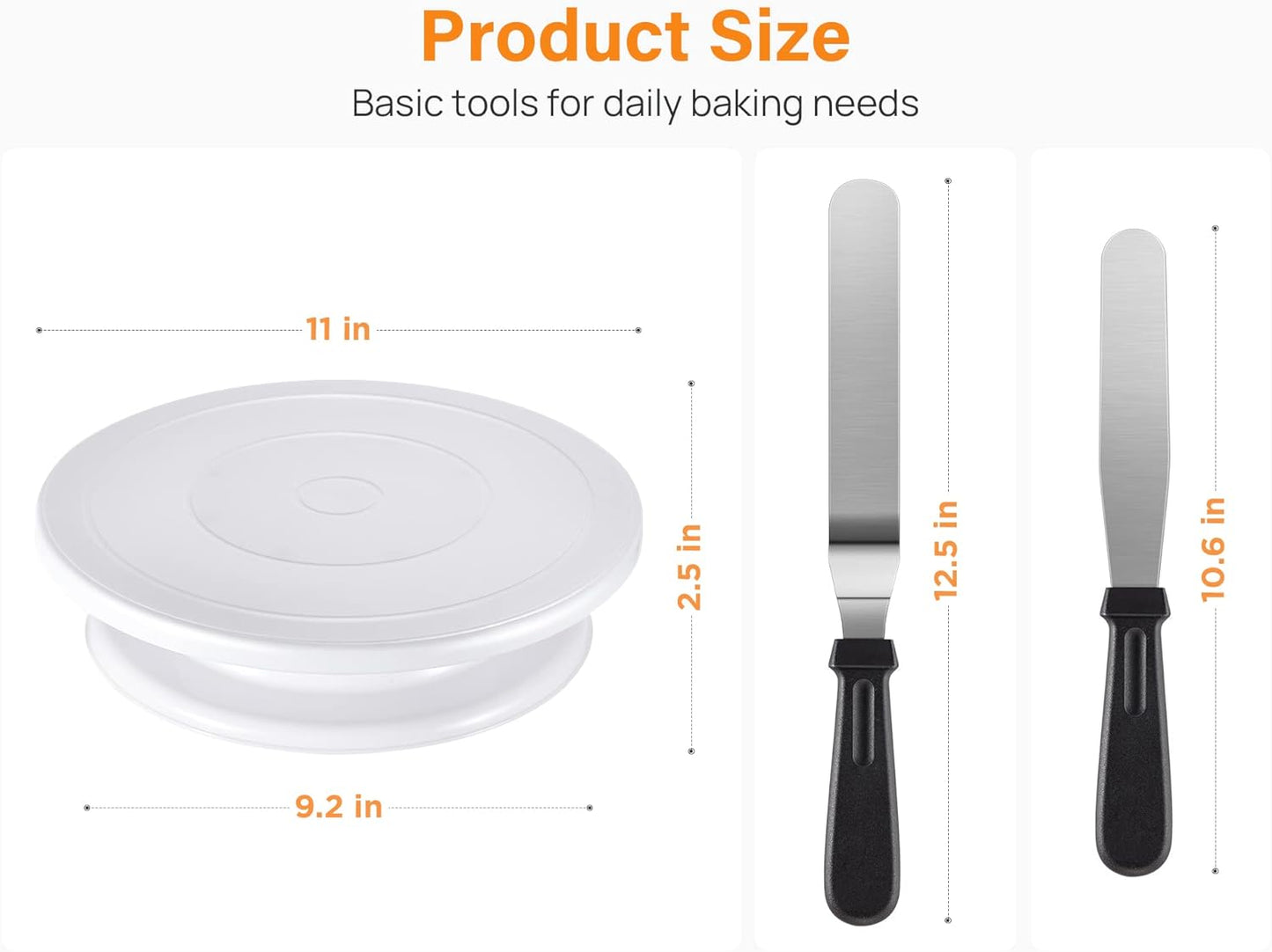 71 PCs Cake Decorating Supplies Kit with Cake Turntable, 12 Numbered Icing Piping Tips, 2 Spatulas, 3 Icing Comb Scraper, 50+2 Piping Bags, and 1 Coupler for Baking