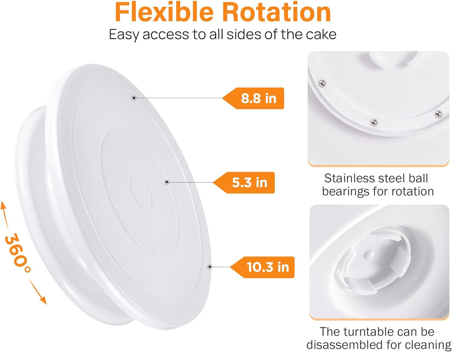 71 PCs Cake Decorating Supplies Kit with Cake Turntable, 12 Numbered Icing Piping Tips, 2 Spatulas, 3 Icing Comb Scraper, 50+2 Piping Bags, and 1 Coupler for Baking