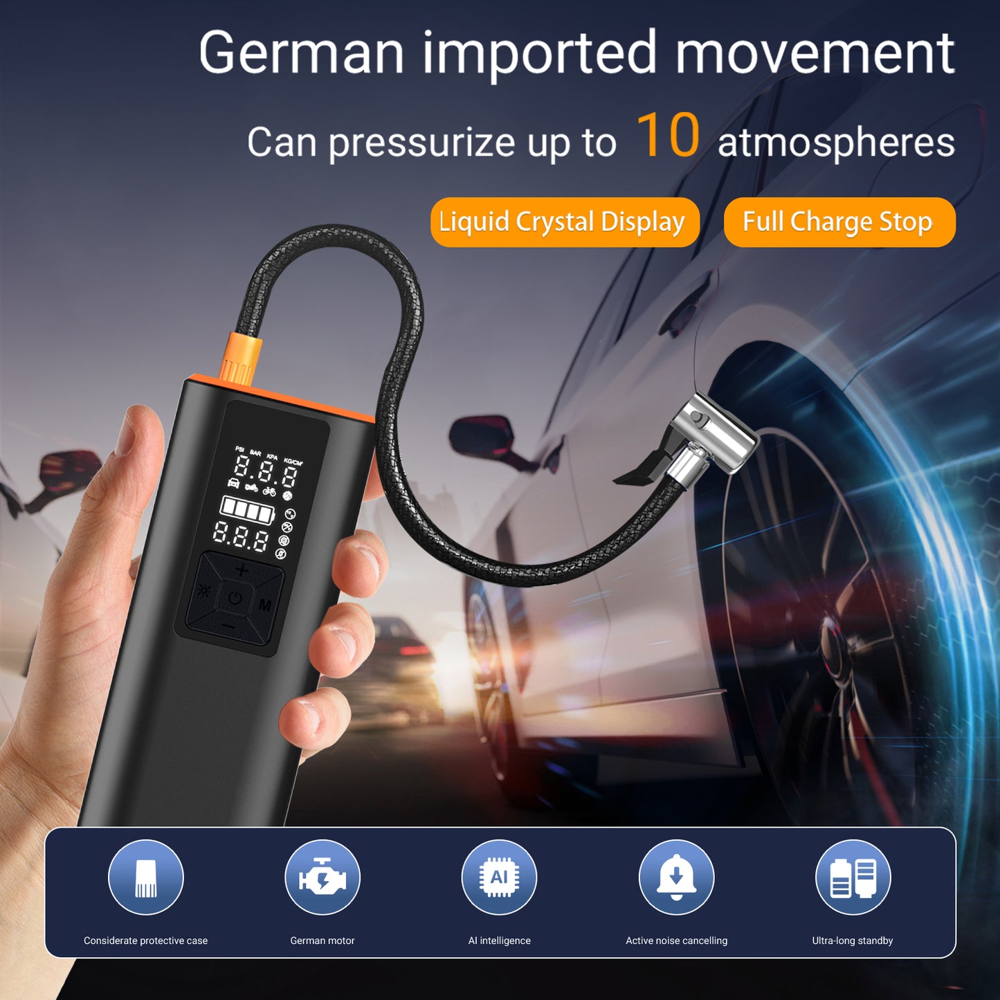 Cordless Tire Inflator Portable - 150 PSI Digital Pressure Gauge & LED Light, for Car Tires with Automatic Shutoff,USB Air Pump,Inflator Pump