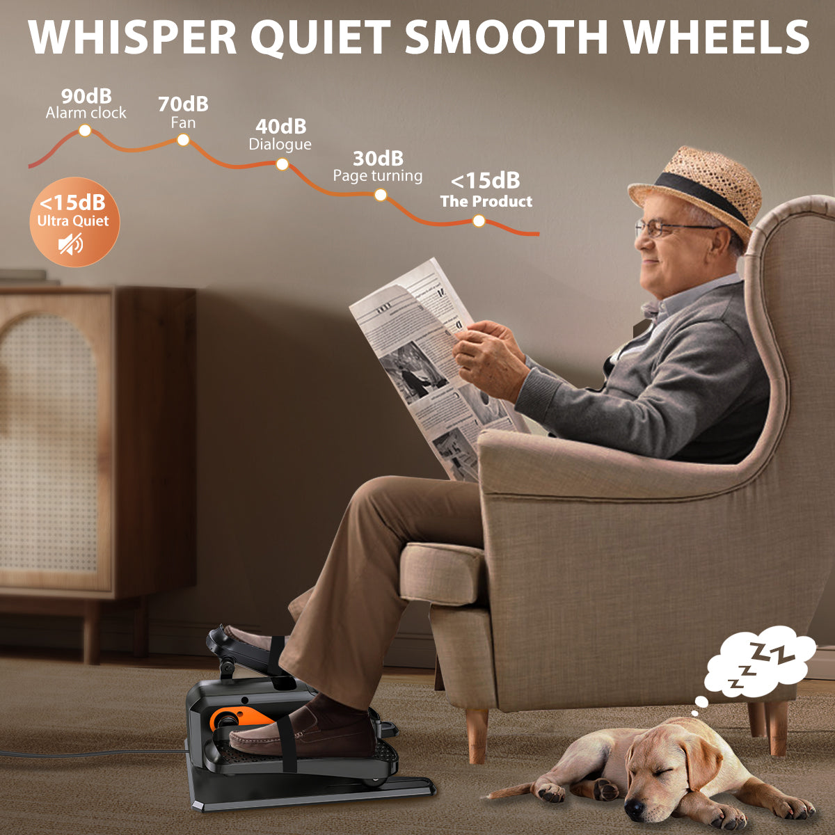 Under Desk Elliptical Machine, Ellipse Leg Exerciser for Seniors , Quiet & Portable Electric Seated Pedal Exerciser with Remote Control & 15 Adjustable Speeds