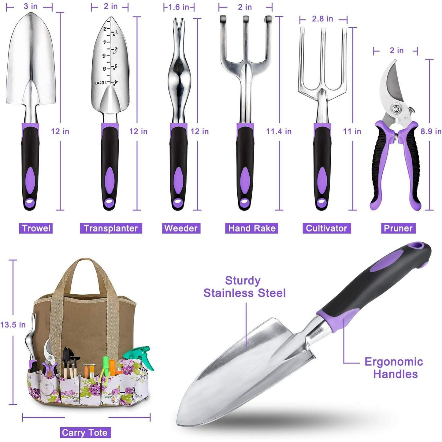 Heavy Duty Gardening Tools - 83-Piece Gardening Gifts for Women, Mom, Men - Durable, Ergonomic Garden Tool Set
