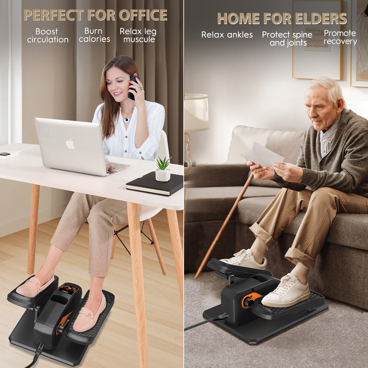 Under Desk Elliptical Machine, Ellipse Leg Exerciser for Seniors , Quiet & Portable Electric Seated Pedal Exerciser with Remote Control & 15 Adjustable Speeds