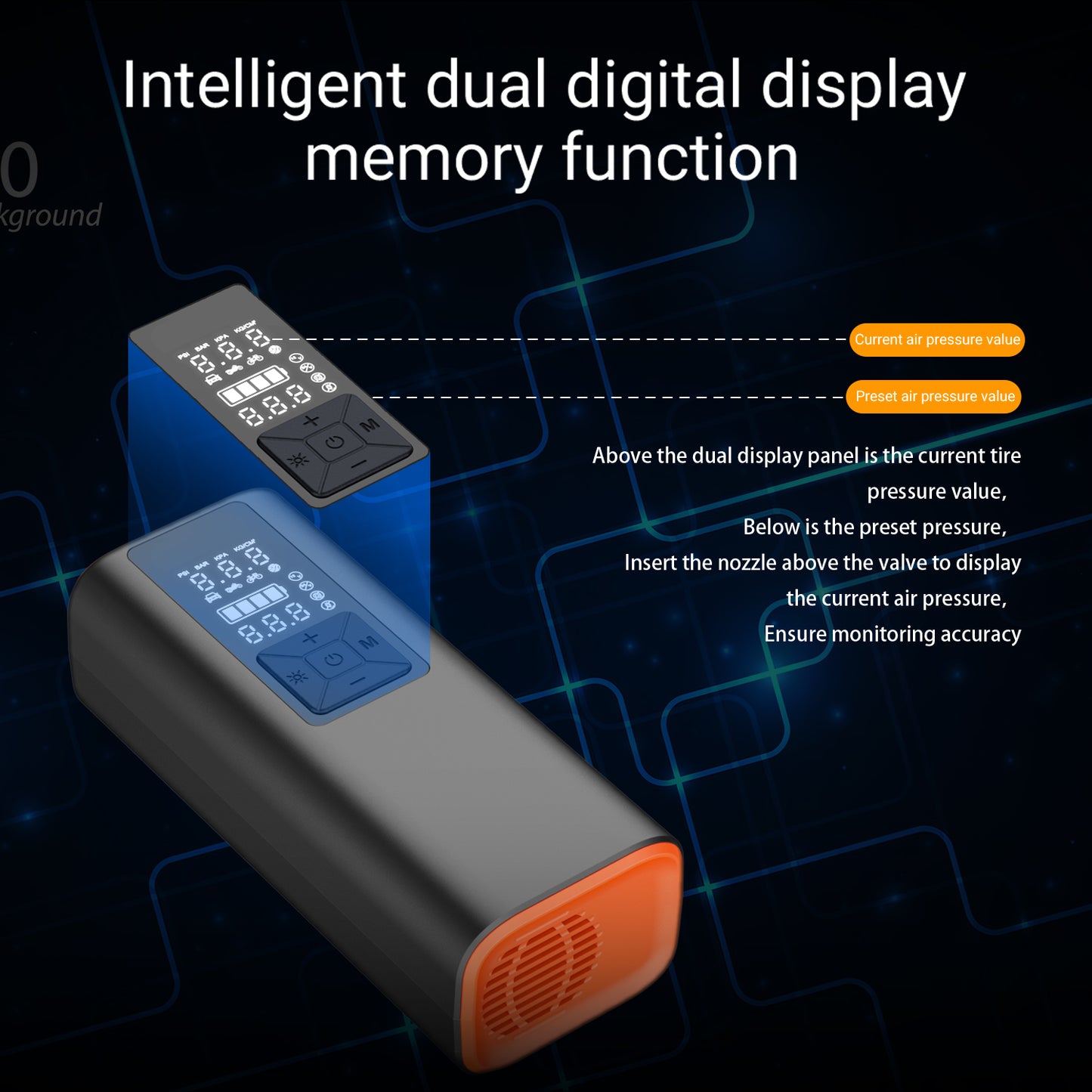 Cordless Tire Inflator Portable - 150 PSI Digital Pressure Gauge & LED Light, for Car Tires with Automatic Shutoff,USB Air Pump,Inflator Pump