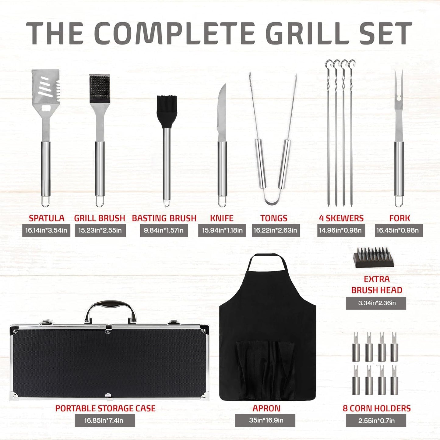 BBQ Grill Accessories Set, 21Pcs Stainless Steel Grill Tools Grilling Accessories with Aluminum Case