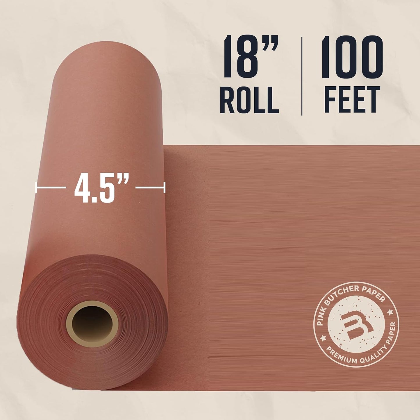 Butcher Paper Roll, AOKIWO18" x 1200" for Smoker BBQ Grilling Smoking Meat Unbleached Uncoated Unwaxed (Pink, 18" x 100')