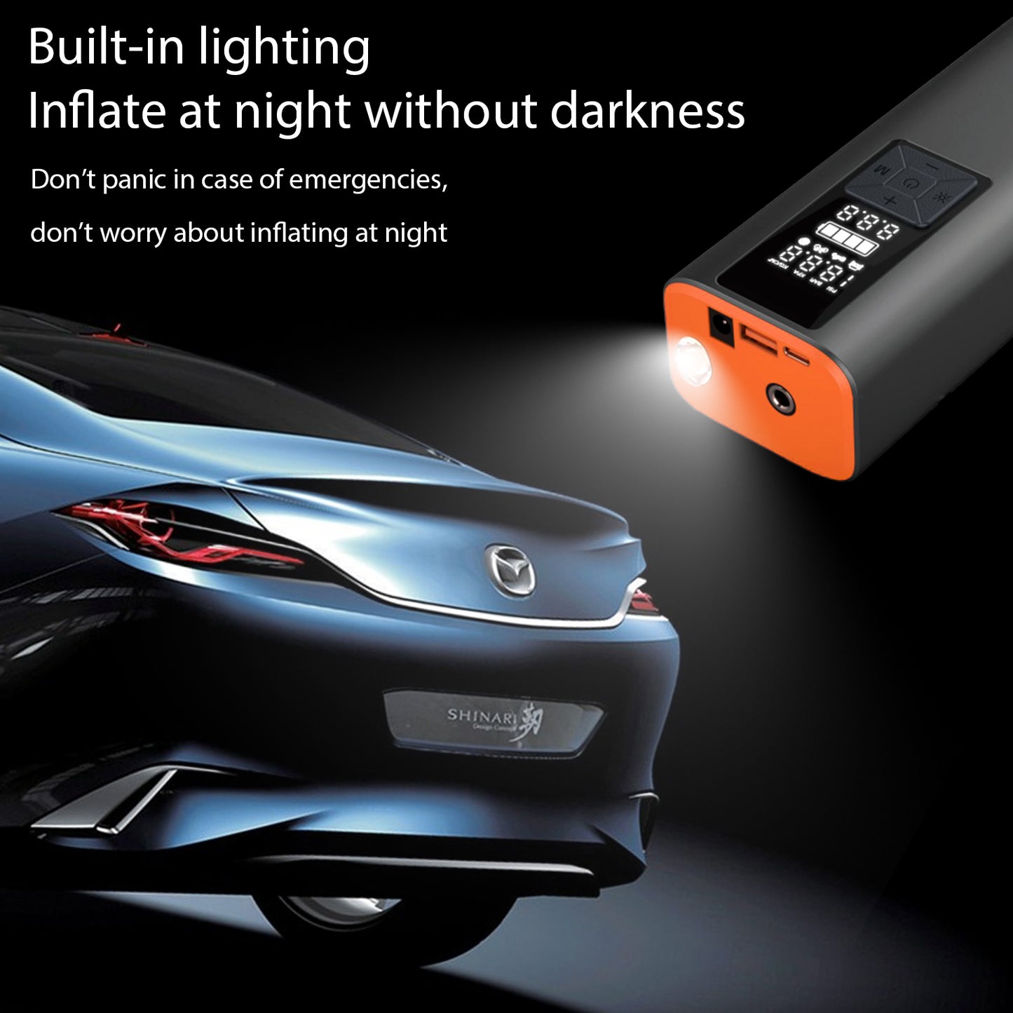 Cordless Tire Inflator Portable - 150 PSI Digital Pressure Gauge & LED Light, for Car Tires with Automatic Shutoff,USB Air Pump,Inflator Pump