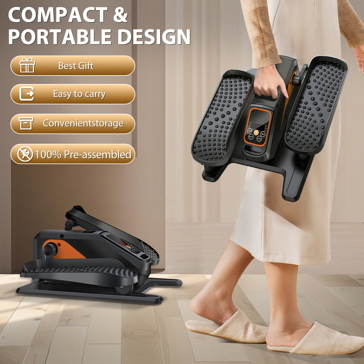 Under Desk Elliptical Machine, Ellipse Leg Exerciser for Seniors , Quiet & Portable Electric Seated Pedal Exerciser with Remote Control & 15 Adjustable Speeds