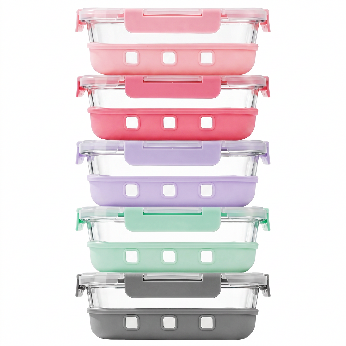 10 Pcs Glass Food Storage Containers with Silicone Boot, 35 oz Glass Containers with Airtight BPA-Free Plastic Lids, Meal Prep Set, Dishwasher, Microwave & Freezer Safe, Leak Proof
