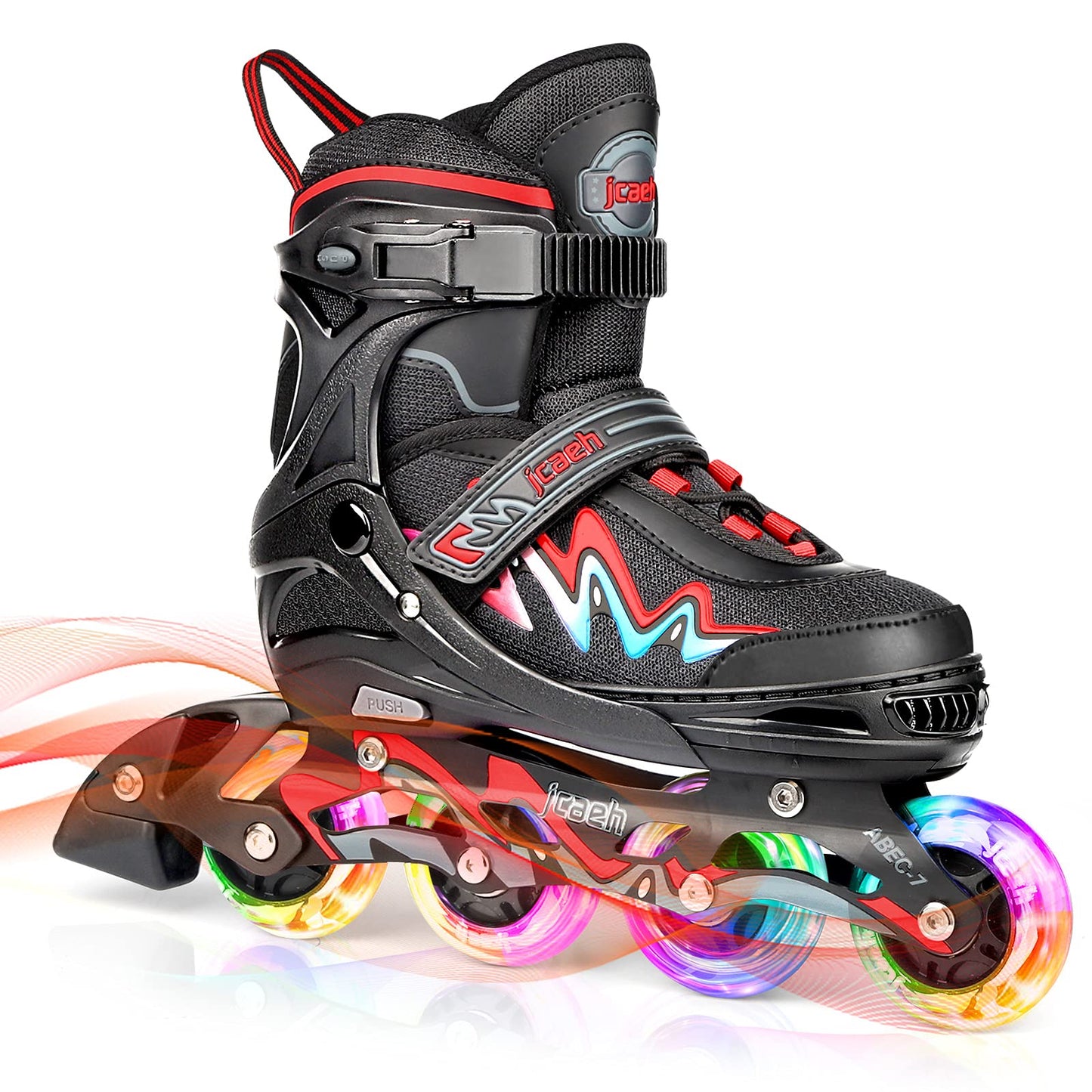 Adjustable Inline Skates for Kids and Adults, jcaeh 4 Sizes Outdoor Blades Roller Skates with Full Illuminating Light Up Wheels for Girls and Boys, Men and Women