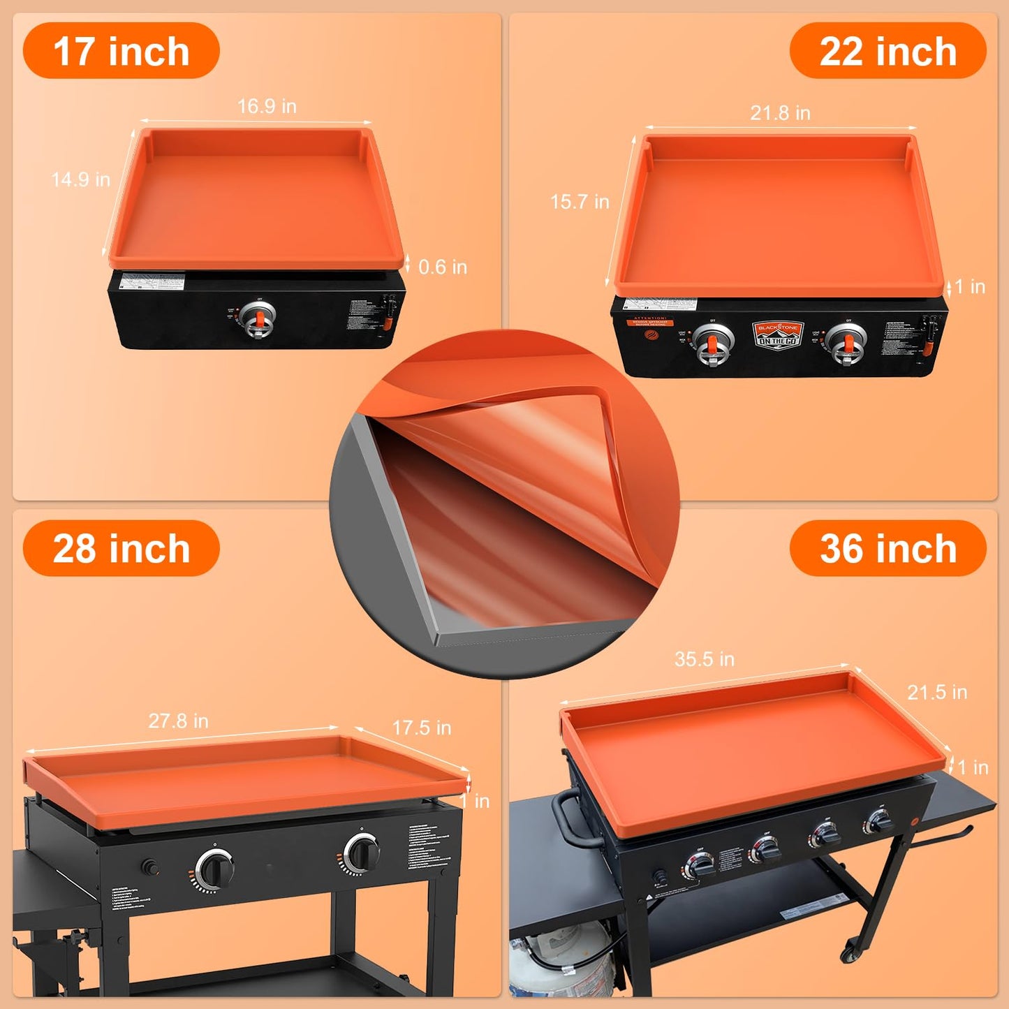 Griddle Cover Mat for Blackstone 36 Inch Griddle Accessories - Full Wrap-Around Protection Silicone Mat