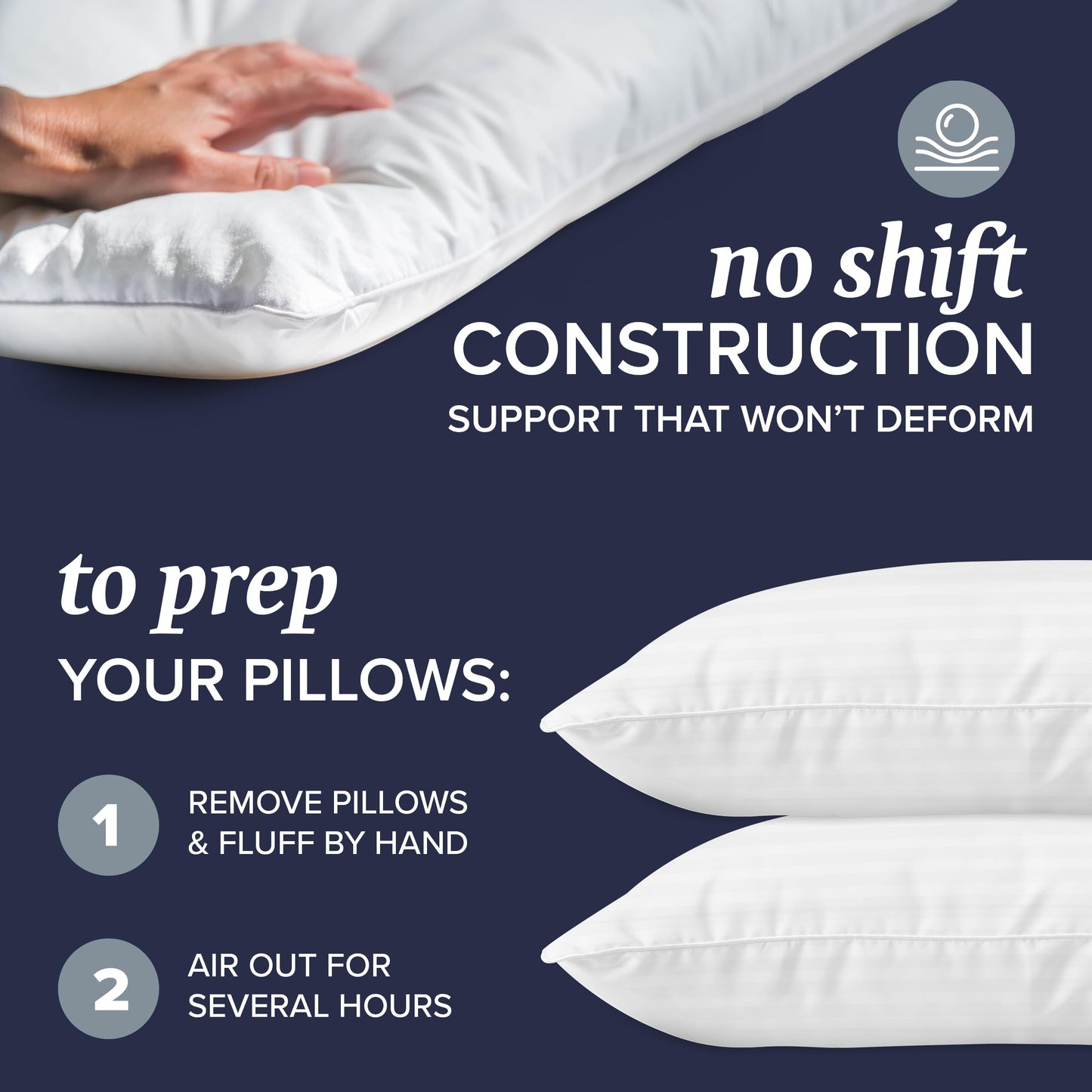 Bed Pillows Standard / Queen Size Set of 2 - Down Alternative Bedding Gel Cooling Pillow for Back, Stomach or Side Sleepers