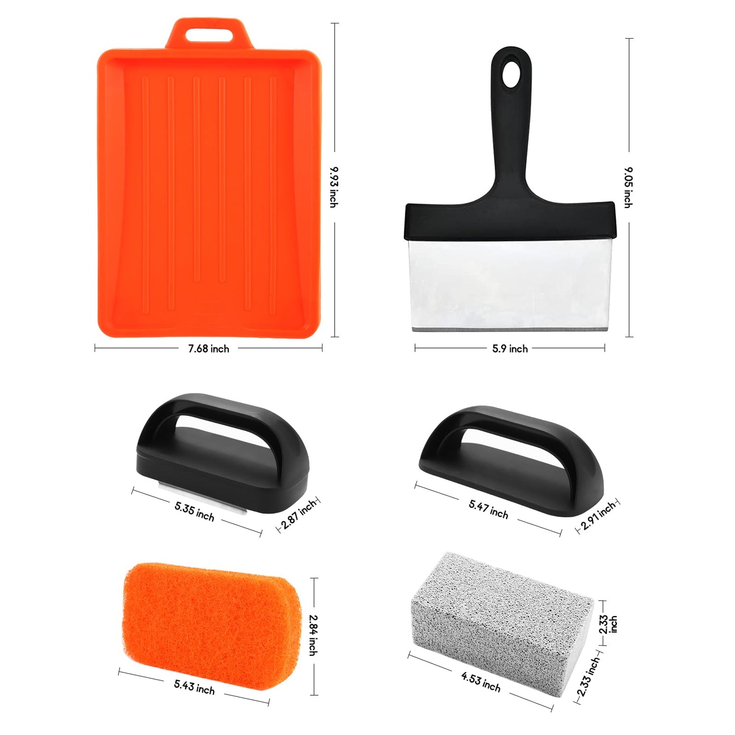 Upgraded Griddle Cleaning Kit for Blackstone 18 Pieces Flat Top Grill Accessories Cleaner Tool Set with Scraper, Heat-Resistant Silicone Spatula Mat with Hanger, Grill Brick, Scouring Pads