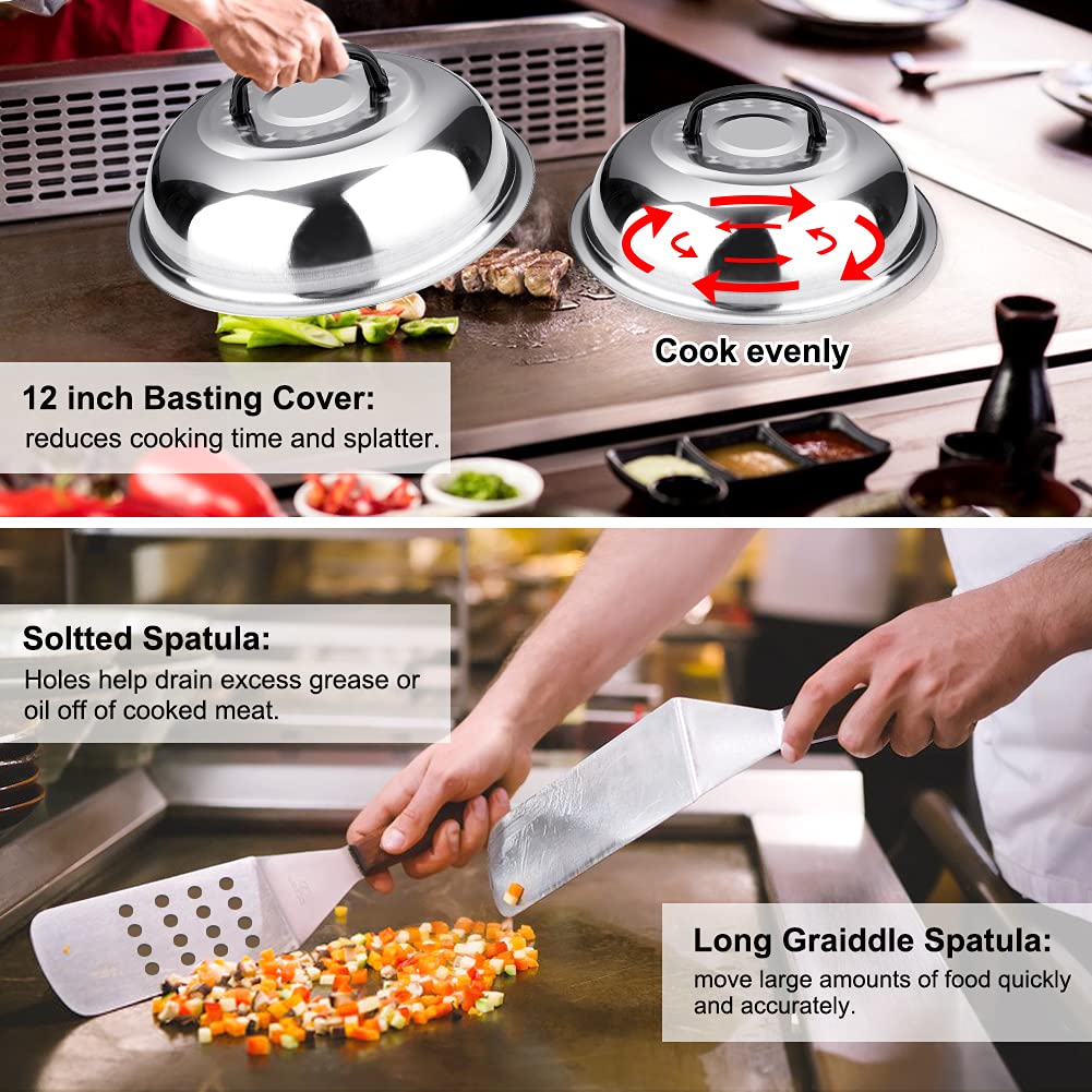 Griddle Accessories Kit, 135 Pcs Grill Tools for Blackstone Camp Chef Professional BBQ Spatula Set with Basting Cover