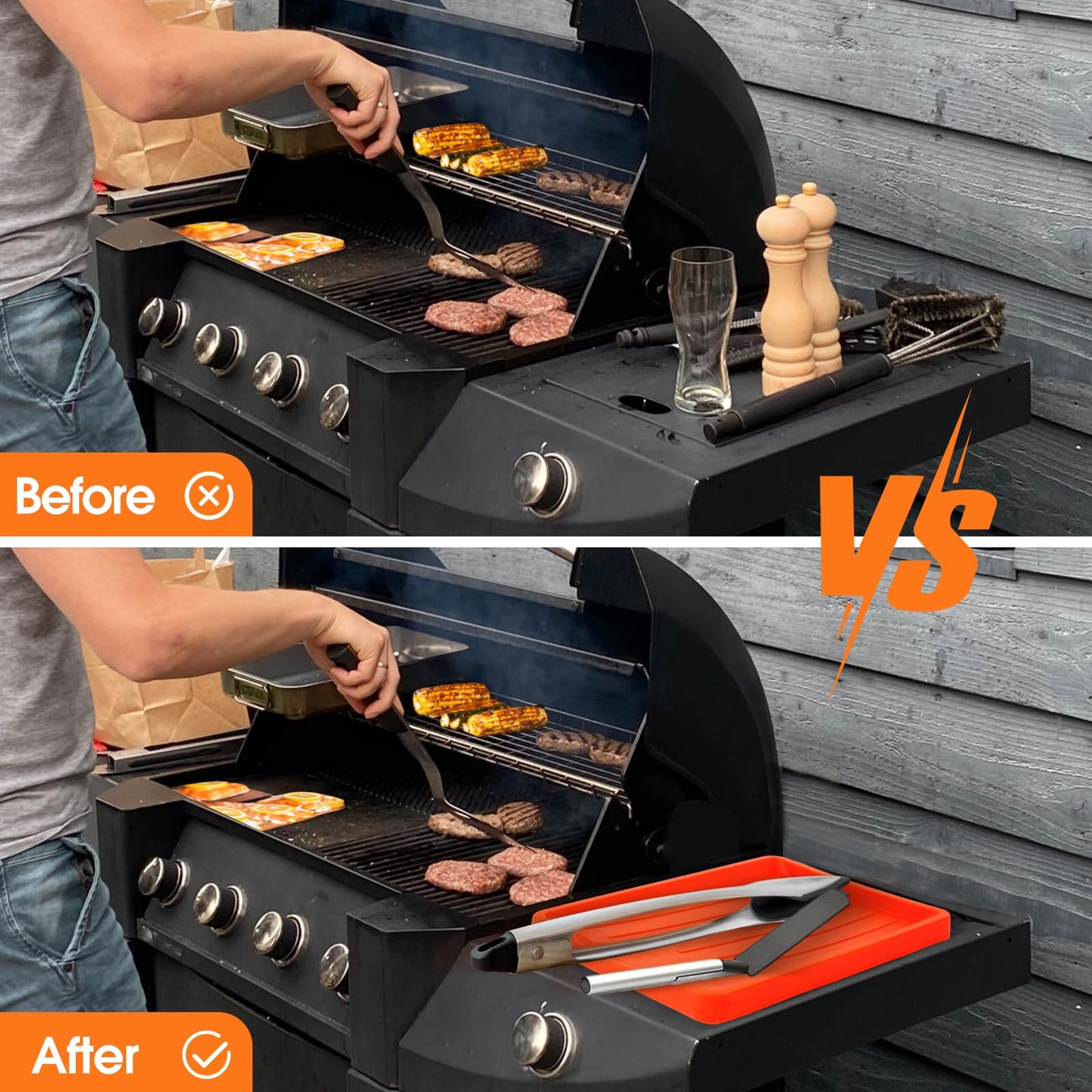 Upgraded Griddle Cleaning Kit for Blackstone 18 Pieces Flat Top Grill Accessories Cleaner Tool Set with Scraper, Heat-Resistant Silicone Spatula Mat with Hanger, Grill Brick, Scouring Pads