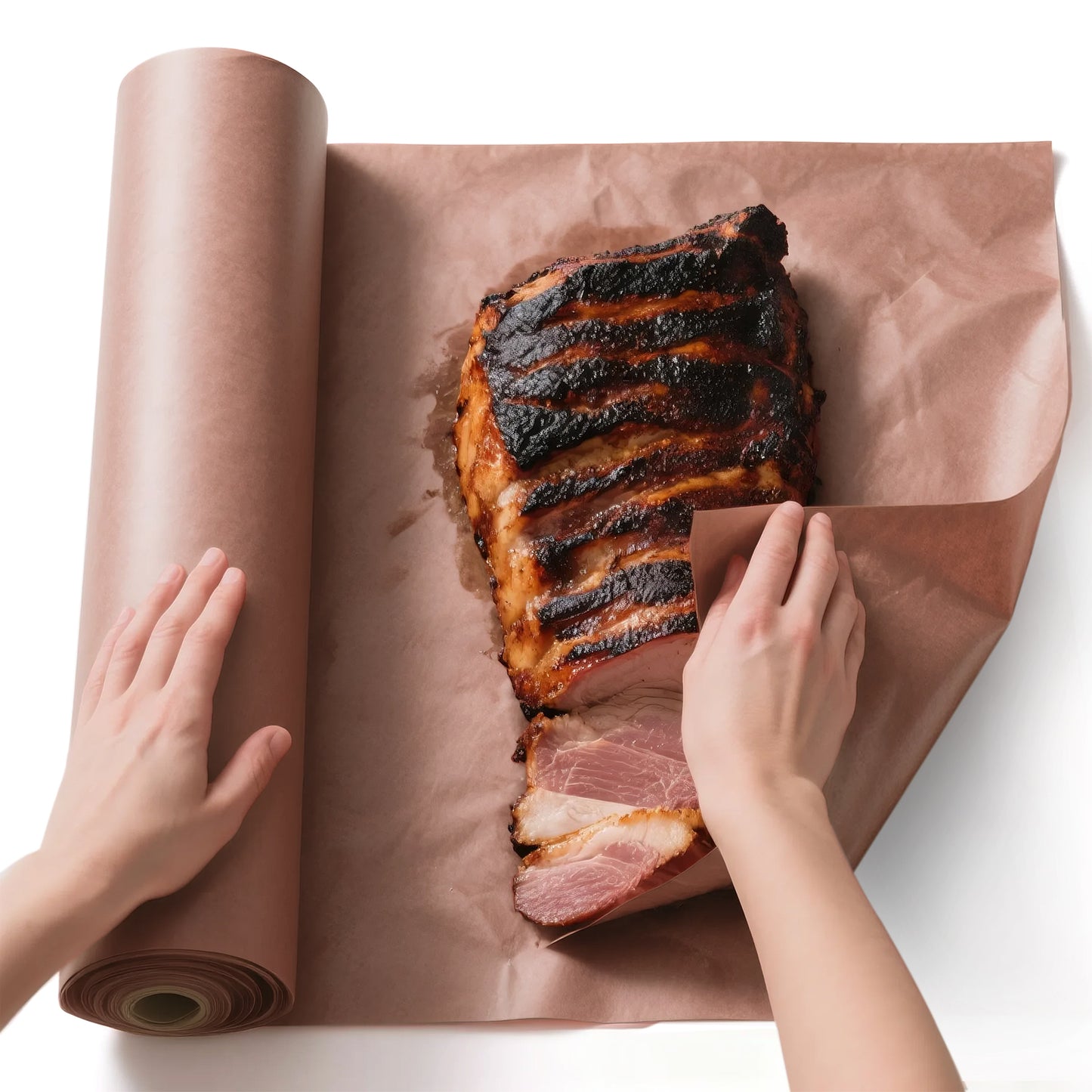 Butcher Paper Roll, AOKIWO18" x 1200" for Smoker BBQ Grilling Smoking Meat Unbleached Uncoated Unwaxed (Pink, 18" x 100')