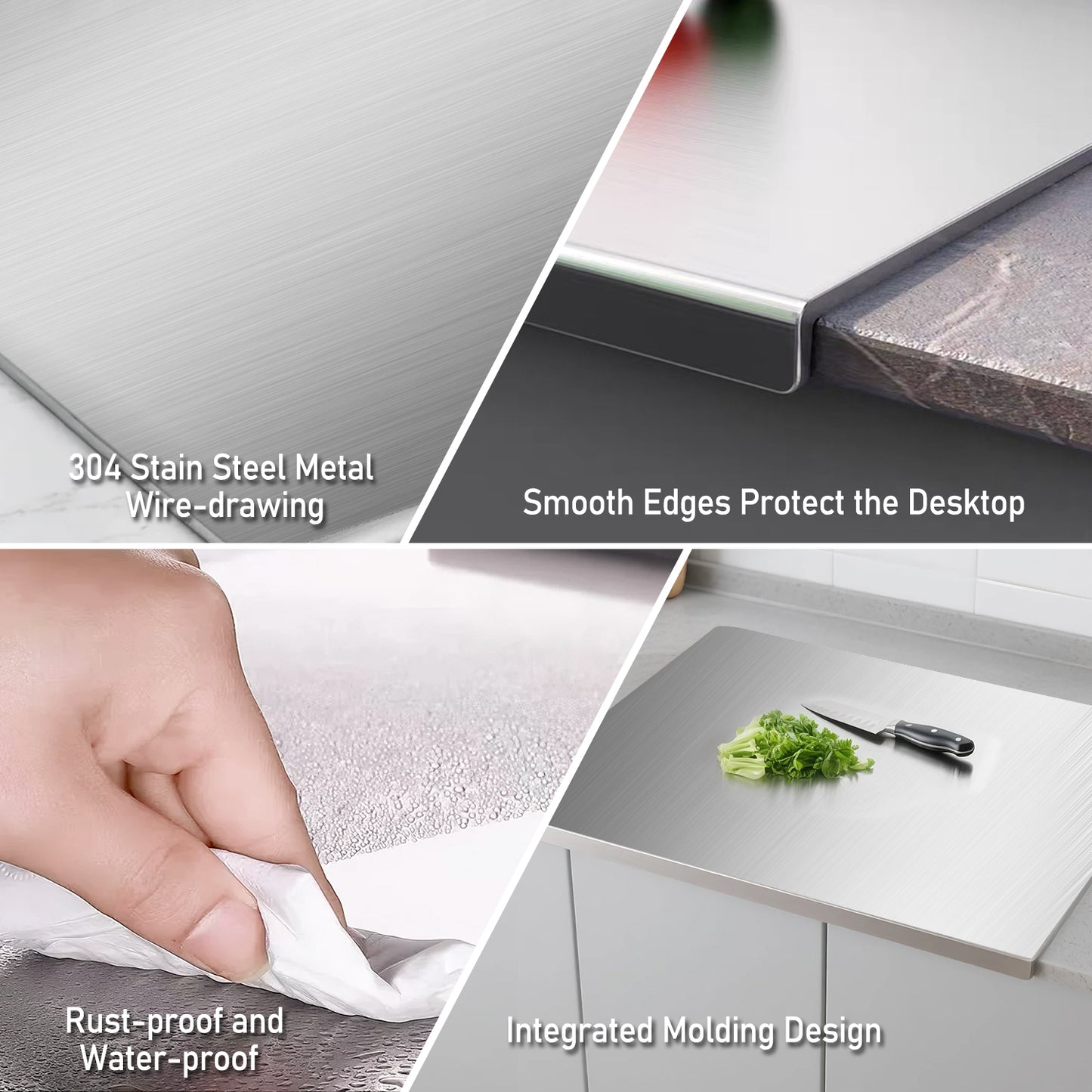 Stainless Steel Cutting Boards for Kitchen , AOKIWO Large Baking Board Suitable for Meat, Fruits, Vegetables, Bread (11.8"L x 15.7"W)