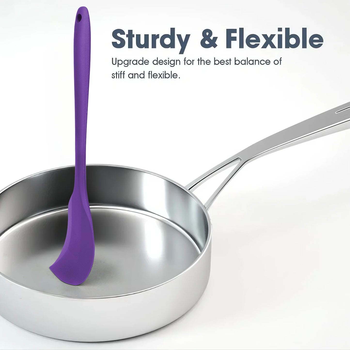 Food Grade Silicone Rubber Spatula Set, TAIMASI 5 Pcs Kithen Cooking Mixing Utensil Set, BPA-Free High Heat Resistant Non Stick Dishwasher-Purple