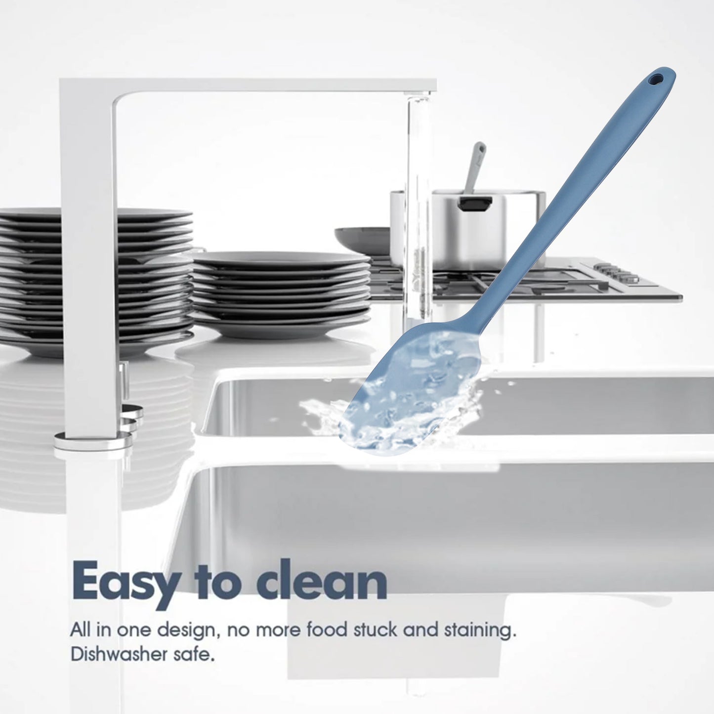 Food Grade Silicone Rubber Spatula Set, AOKIWO 5 Pcs Kithen Cooking Mixing Utensil Set, BPA-Free High Heat Resistant Non Stick Dishwasher-Mixed Color 02