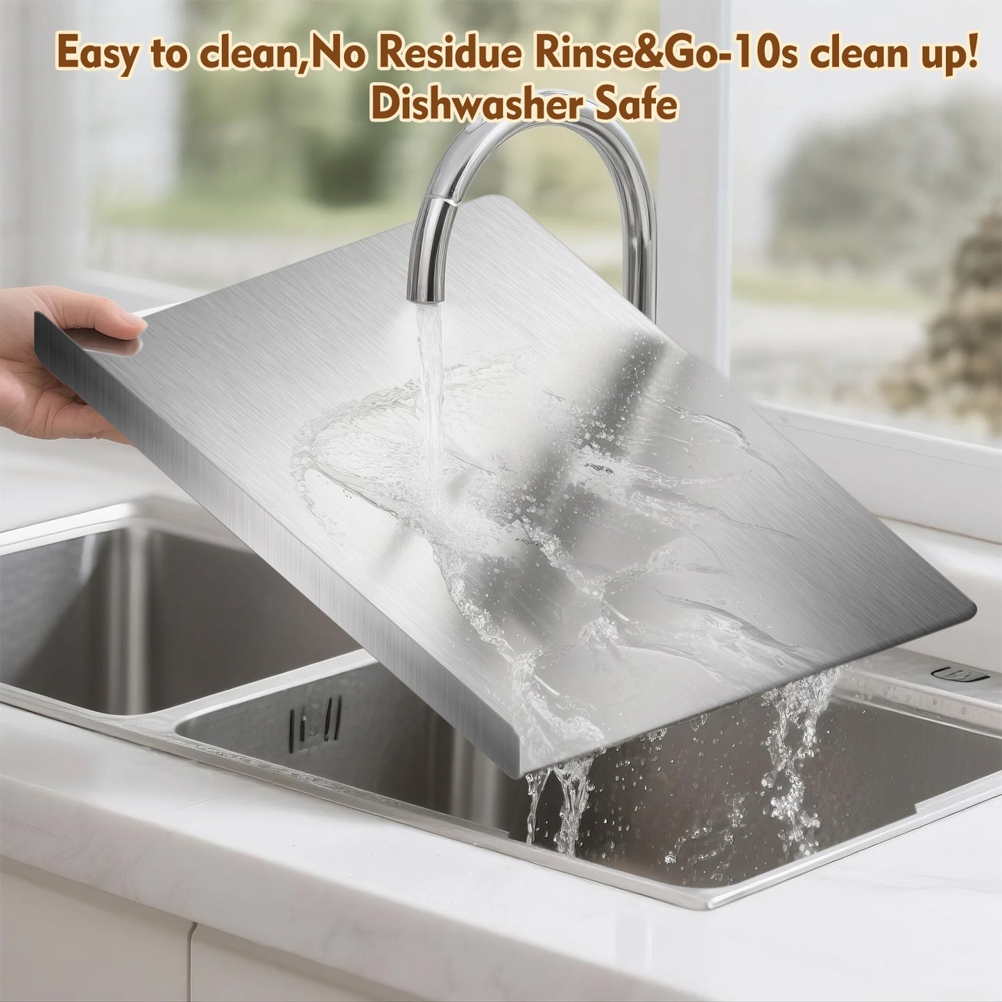 Stainless Steel Cutting Boards for Kitchen , AOKIWO Large Baking Board Suitable for Meat, Fruits, Vegetables, Bread (11.8"L x 15.7"W)