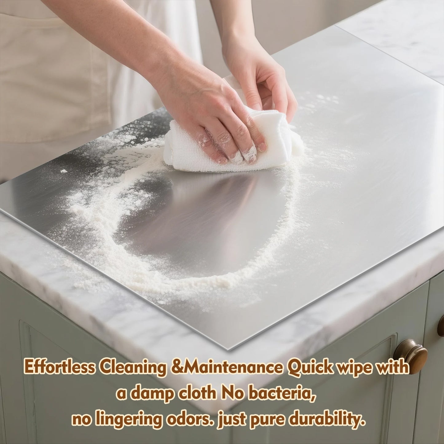 Stainless Steel Cutting Boards for Kitchen , AOKIWO Large Baking Board Suitable for Meat, Fruits, Vegetables, Bread (11.8"L x 15.7"W)