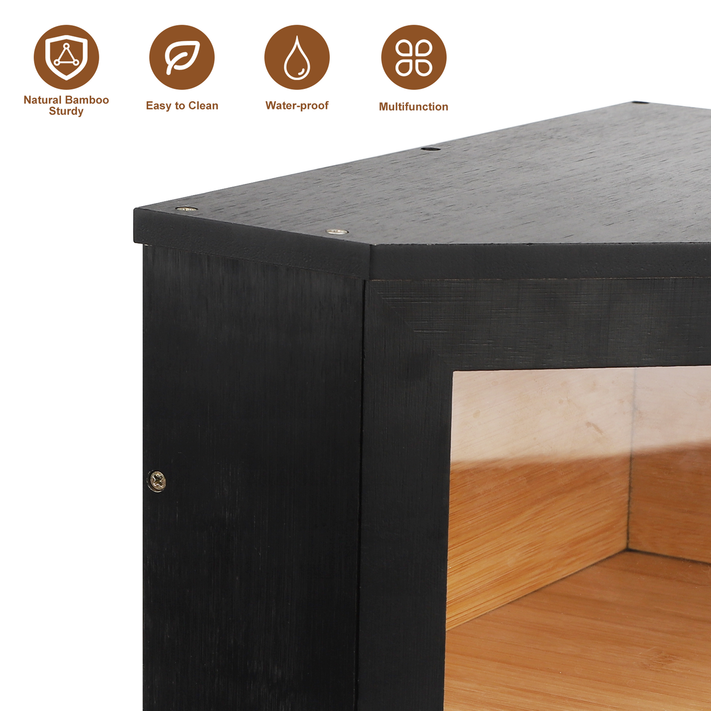 Corner Bread Box for Kitchen Countertop, TAIMASI 2 Tier Bread Storage Container, Large Breadbox Under Cabinet Organizer for Homemade Bread, Black