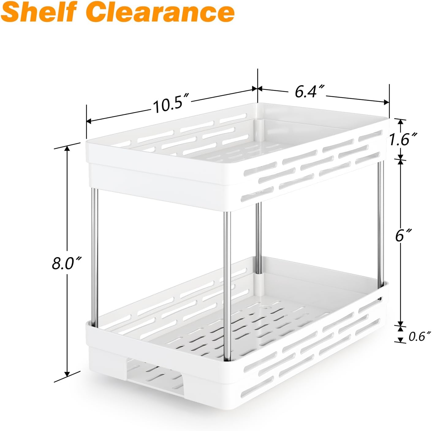 2 Tier Pull Out Spice Rack Organizer for Cabinet, 3 Packs Slide Out Spice Racks Organizer, Spice Cabinet Organizers, Cabinet Size Need:12'' Highx11'' Deepx5'' Wide, White
