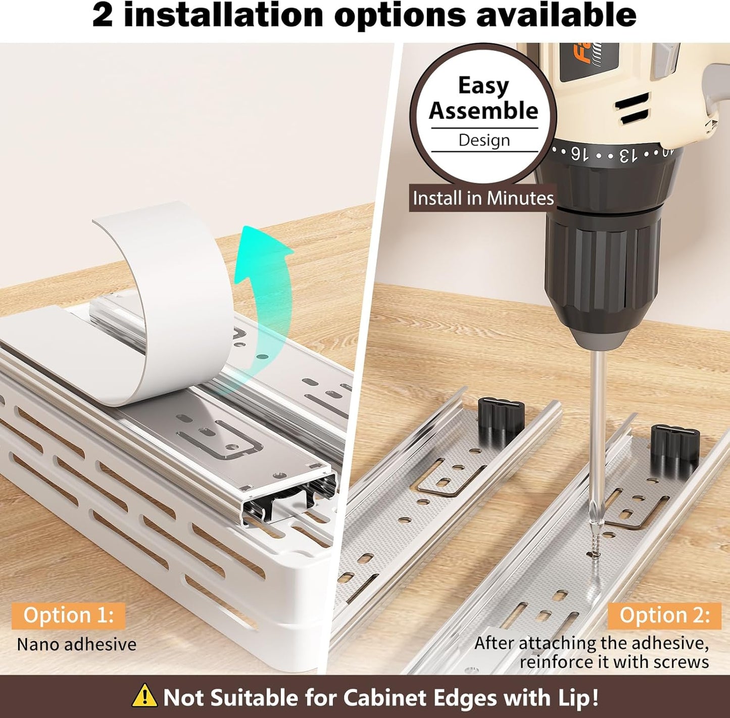 2 Tier Pull Out Spice Rack Organizer for Cabinet, 3 Packs Slide Out Spice Racks Organizer, Spice Cabinet Organizers, Cabinet Size Need:12'' Highx11'' Deepx5'' Wide, White