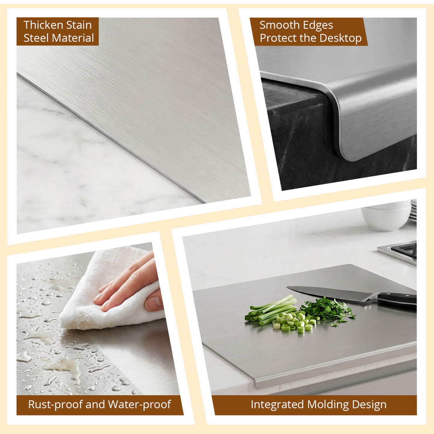 Cutting Boards for Kitchen, AOKIWO Large Stainless Steel Baking Boards with scraper, Suitable for Bread, Meat, Vegetables, (15.7 x 27.6 inch )