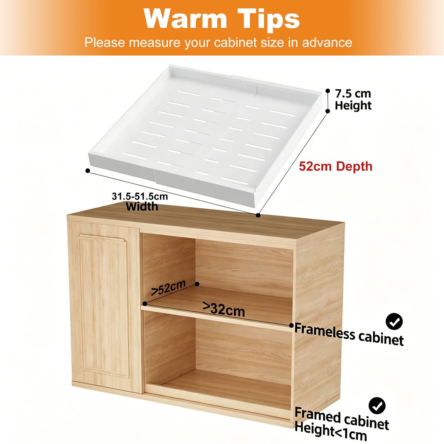 2 Packs Expandable Carbon Steel Pull Out Cabinet Organizer, TAIMASI Upgrade Kitchen Steel 21'' 3 Slide Rails Sliding Organizer Drawers for Cabinets