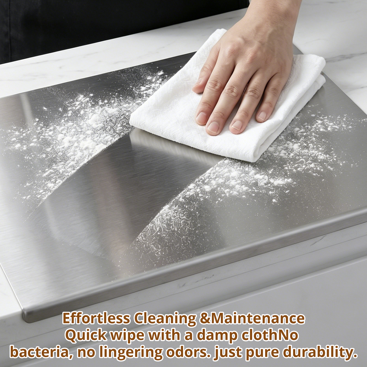 Cutting Boards for Kitchen, AOKIWO Large Stainless Steel Baking Boards with scraper, Suitable for Bread, Meat, Vegetables, (19.7 x 23.6 in)