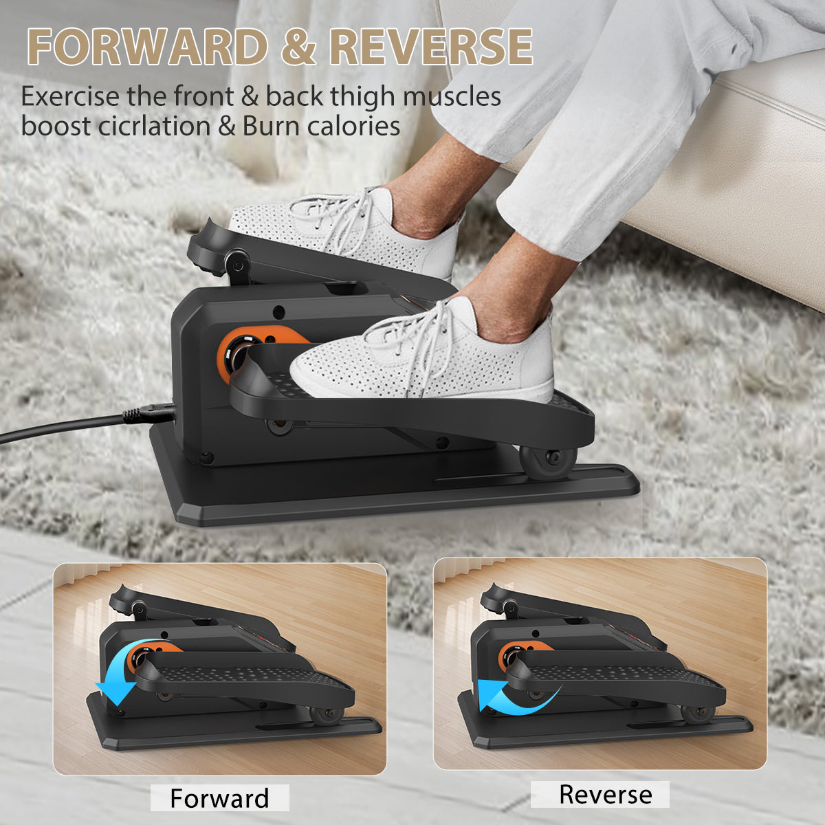 Under Desk Elliptical Machine, Ellipse Leg Exerciser for Seniors , Quiet & Portable Electric Seated Pedal Exerciser with Remote Control & 15 Adjustable Speeds