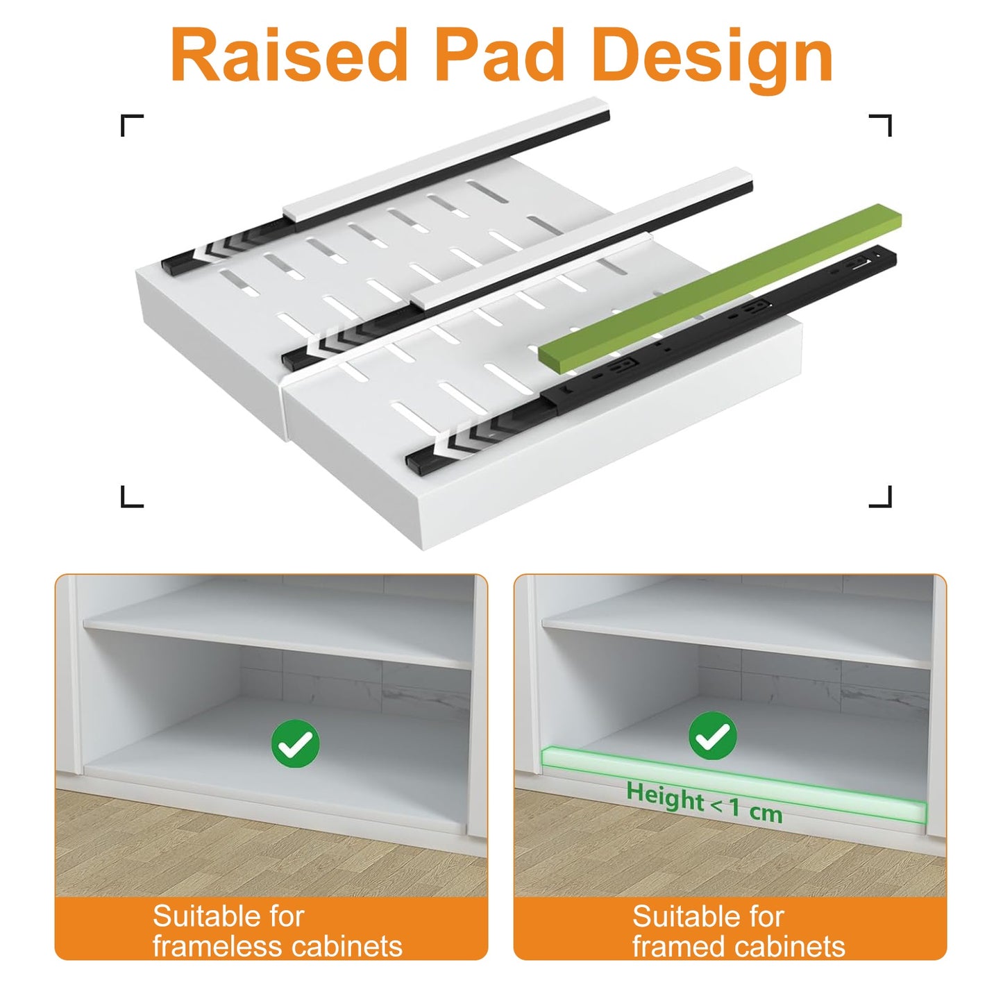 2 Packs Expandable Carbon Steel Pull Out Cabinet Organizer, TAIMASI Upgrade Kitchen Steel 21'' 3 Slide Rails Sliding Organizer Drawers for Cabinets