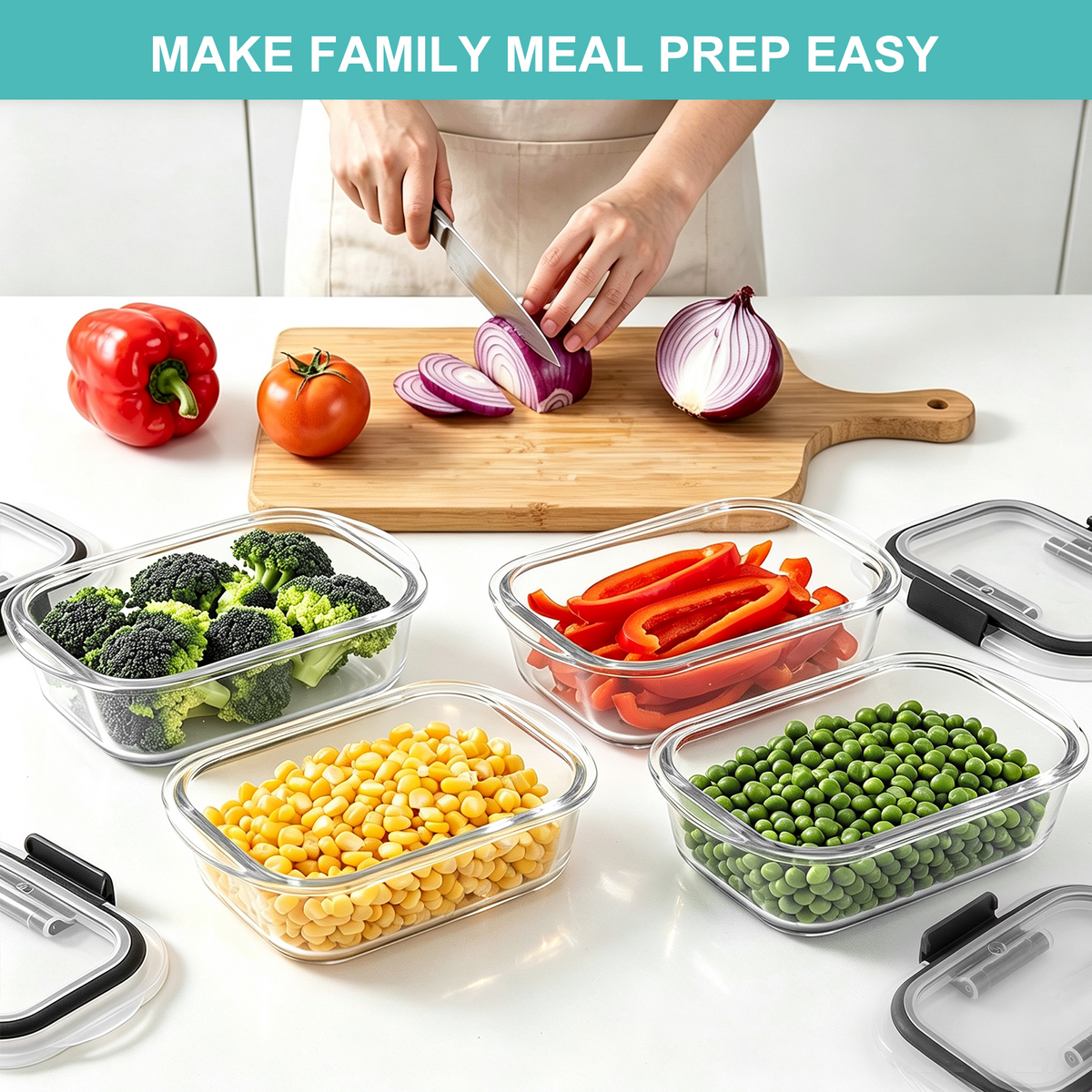 20 Pcs Glass Food Storage Containers with Lids, Glass Meal Prep Container Sets with Snap Airtight Lids, Meal Prep Containers with Sauce Cups, Microwave, Oven, Freezer & Dishwasher Safe, Leak-Proof