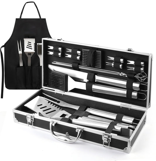 BBQ Grill Accessories Set, 21Pcs Stainless Steel Grill Tools Grilling Accessories with Aluminum Case