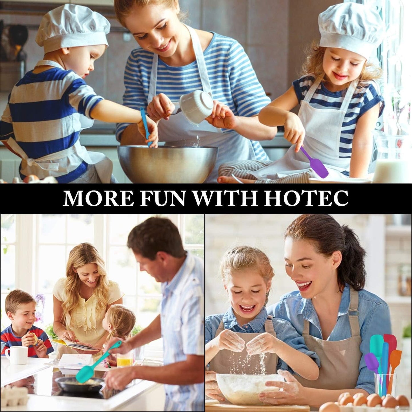 Food Grade Silicone Rubber Spatula Set, TAIMASI 5 Pcs Kithen Cooking Mixing Utensil Set, BPA-Free High Heat Resistant Non Stick Dishwasher Multicolor