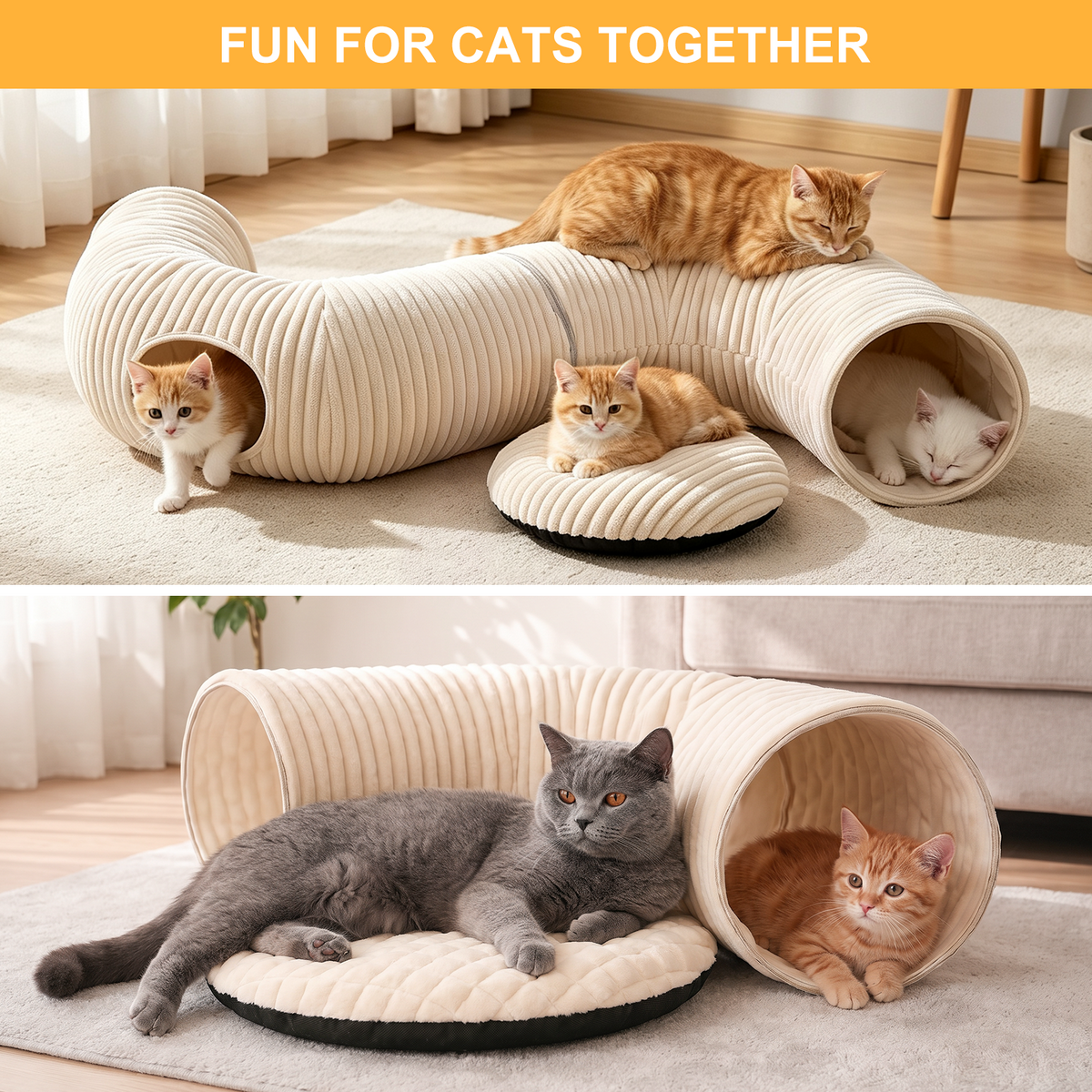 42 Pcs Cat Toys Kitten Toys, Interactive Cat Toy with Collapsible Cat Tunnel Bed, Interactive Kitty Toys Feather Teaser Spring Toy Set for Cat, Kitty