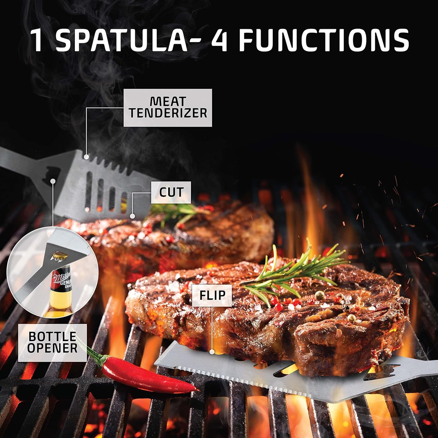 BBQ Grill Accessories Set, 21Pcs Stainless Steel Grill Tools Grilling Accessories with Aluminum Case