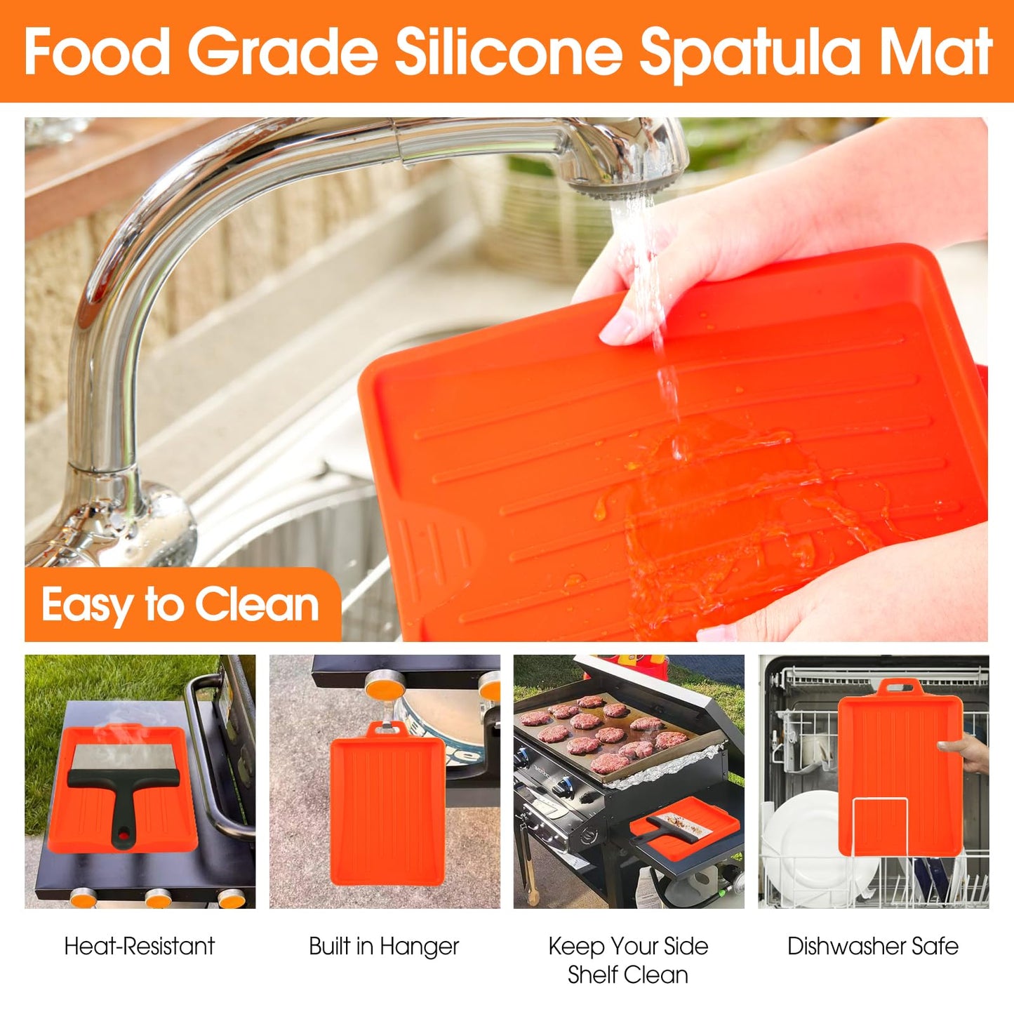 Upgraded Griddle Cleaning Kit for Blackstone 18 Pieces Flat Top Grill Accessories Cleaner Tool Set with Scraper, Heat-Resistant Silicone Spatula Mat with Hanger, Grill Brick, Scouring Pads