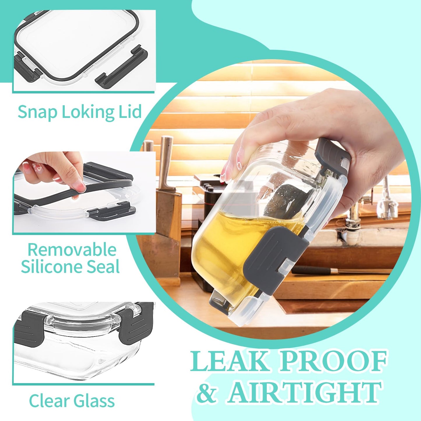 30 Pcs Glass Food Storage Containers with Lids, Glass Airtight Meal Prep Container Set for Lunch, Kitchen Pantry Organizers and Storage, Leak Proof